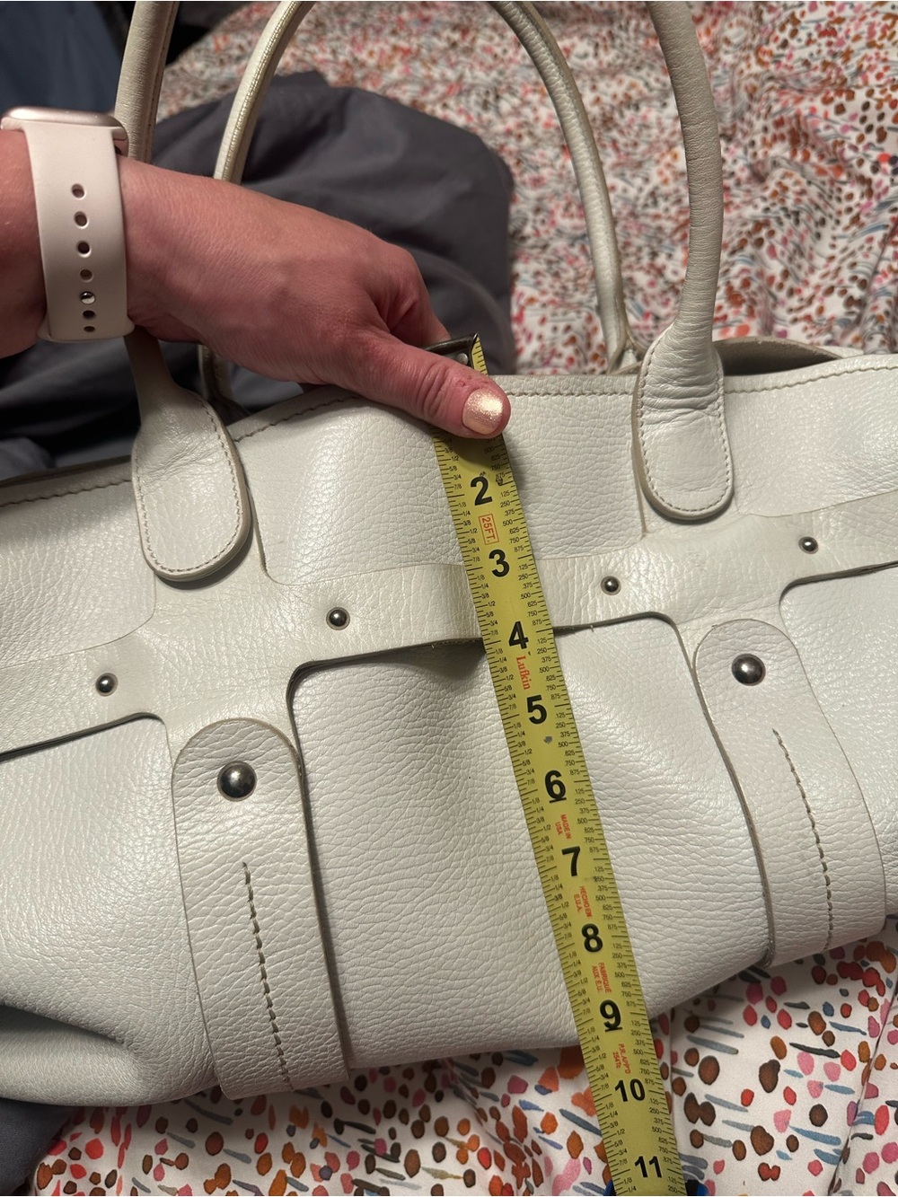 Salvatore Ferragamo Cream Pebbled Leather Top-Handle Tote - Picture 12 of 13